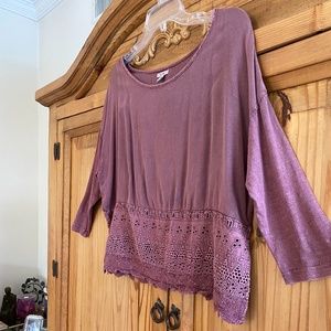Dusty mauve eyelet top
